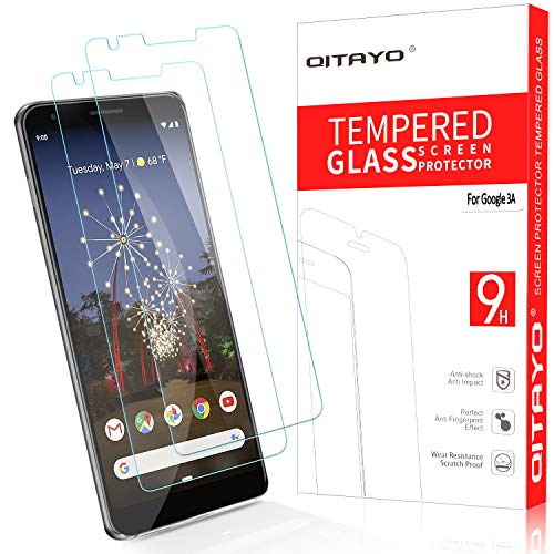 Product Cover QITAYO Screen Protector for Google Pixel 3a, [HD Clear] [Bubble-Free][Case Friendly] Tempered Glass Screen Protector Compatible with Google Pixel 3a