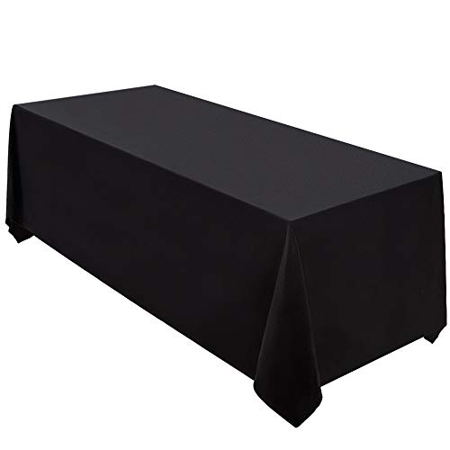 Product Cover Surmente 90 x 156 Tablecloth for Rectangle Tables Polyester Oblong Table Cloth for Weddings, Banquets, or Restaurants（Black） ...