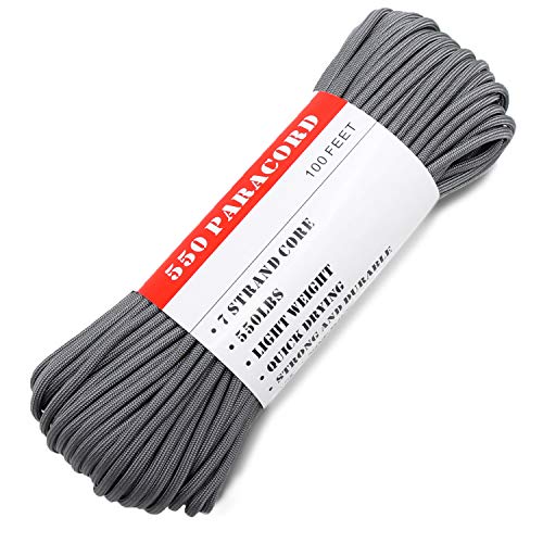 Product Cover BENGKU Outdoor Mil-SPEC 550lb Paracord/Parachute Cord(MIl-C-5040-H),100Feet (Charcoal Grey, 100.00)