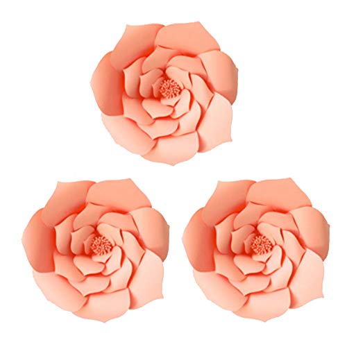 Product Cover Daily Mall Paper Flower Decorations Giant Wedding Flowers Party Flower Backdrop DIY Handcrafted Flower for Nursey Birthday Wall Decor (Pink, 3pcs-16)