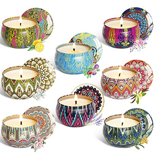 Product Cover YCYH Scented Candles Gift Sets, Natural Soy Wax 2.5 Oz Unit Portable Travel Tin Perfect for Women Aromatherapy Anniversary - 8 Pack