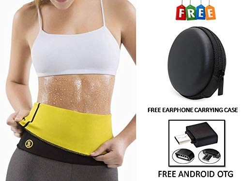 Product Cover FAMEWORLD Sweat Shaper Belt, Belly Fat Burner for Men & Women - Sizes L, XL, 2XL, 3XL and Free Round Earphone Carrying Case and Android OTG