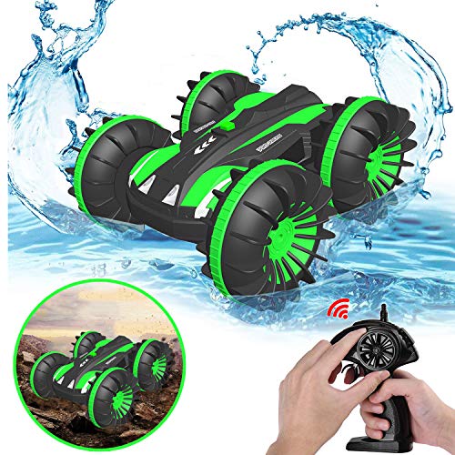 Product Cover Pussan Gifts for 6-10 Year Old Boys Amphibious Remote Control Car for Kids 2.4 GHz RC Stunt Car for Boys Girls 4WD Off Road Monster Truck Christmas Birthday Gifts Remote Control Boat Summer Beach Toy