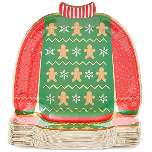 Product Cover Blue Panda Ugly Sweater Christmas Holiday Party Plates (48 Pack, 9.5 in)