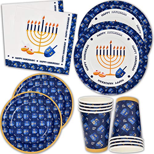 Product Cover Hanukkah Plates and Napkins for 24 Guests Includes 24 9