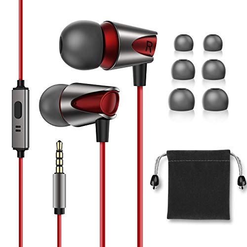 Product Cover in-Ear Headphones,Hi Res Stereo M17 Wired Earphones Comfortable Tangle Free Earbuds with Deep Bass for iPhone,iPod,Android Smartphones,MP3 Players,Tablets and All 3.5mm Audio Jack-Red