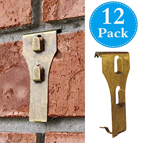 Product Cover Brick Hooks, Spring Steel Clips Brick Wall Picture Wreath Lights Hanger Fastener Fits Brick 2 1/4 to 2 3/8 in Height 12 Pack