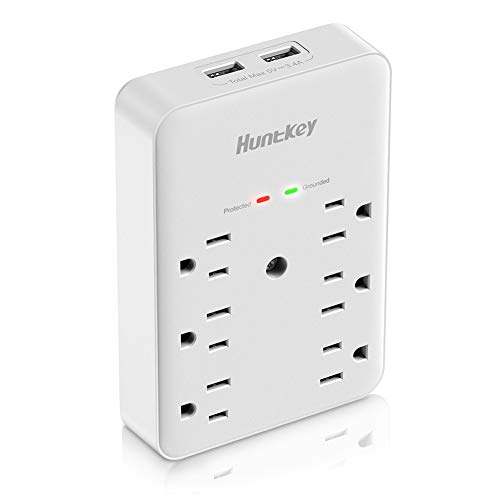 Product Cover Huntkey 6 AC Outlets Surge Protector with 2 USB Charging Ports 3.4 Amp, SMD607A