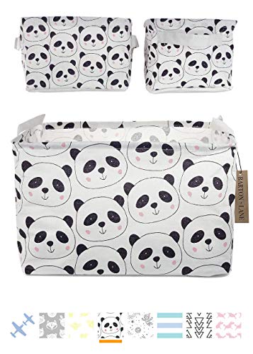 Product Cover Barton + Lane 3pc. Set Baby Storage Baskets for Toys, Clothes - Large and Small Nursery Organizer Bins for Boy/Girl's Room - Foldable Canvas Toy Storage Basket with Handles (Pandas)