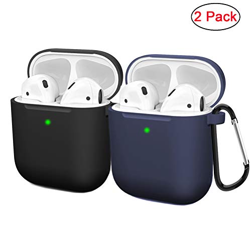 Product Cover Compatible AirPods Case Cover Silicone Protective Skin for Apple Airpod Case 2&1 (2 Pack) Black/Navy Blue