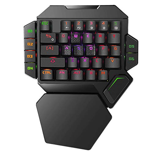 Product Cover RGB One Handed Mechanical Gaming Keyboard,Colorful Backlit Professional Gaming Keyboard with Wrist Rest Support,USB Wired Single Hand Mechanical Keyboard for Game