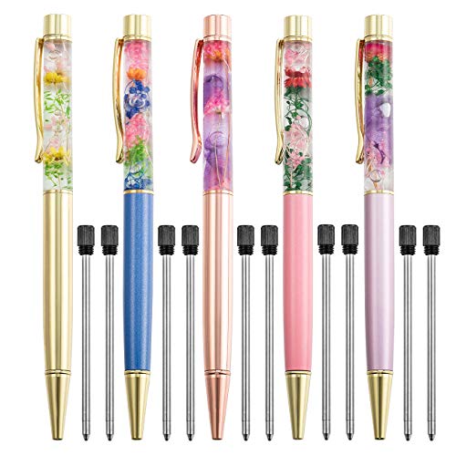 Product Cover PASISIBICK Liquid Floral Ballpoint Pens for Gift,Fancy Metal Unique Flower Set