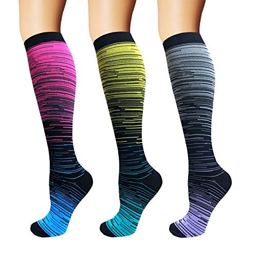 Product Cover 3/5 Pairs Compression Socks Women & Men - Best Medical,Nursing,Hiking,Travel & Flight Socks-Running & Fitness (S/M)