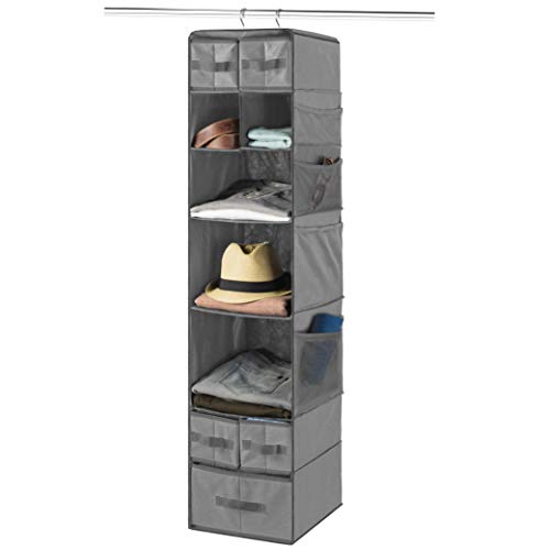 Product Cover 9 Shelf Hanging Closet Organizer with 5 Drawer Organizers, Baby Nursery Closet, Diaper Caddy Organizer, Slotted Storage Baskets, Hanging Drawers, Dorm Room Closet with Foldable Cube Storage Bins