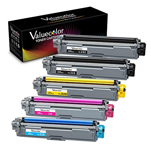 Product Cover ValueColor 5-Pack Compatible Toner Cartridge Replacement for Brother TN221 TN-221 TN225 TN-225 Used in HL-3170CDW HL-3180CDW MFC-9130CW HL-3140CW MFC-9330CDW MFC-9340CDW HL-3150CDN Laser Printer