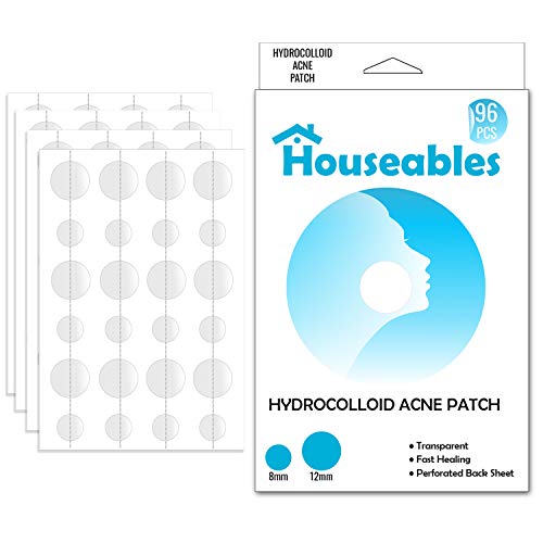 Product Cover Houseables Clear Spot Bandages, Hydrocolloid Acne Sticker, 96 PCS, 8 & 12mm, Absorbing Blemish Cover, Cystic Zits Treatment, Zit Dots, Transparent Bandage, Bandaid Dressing For Face, Skin Tag
