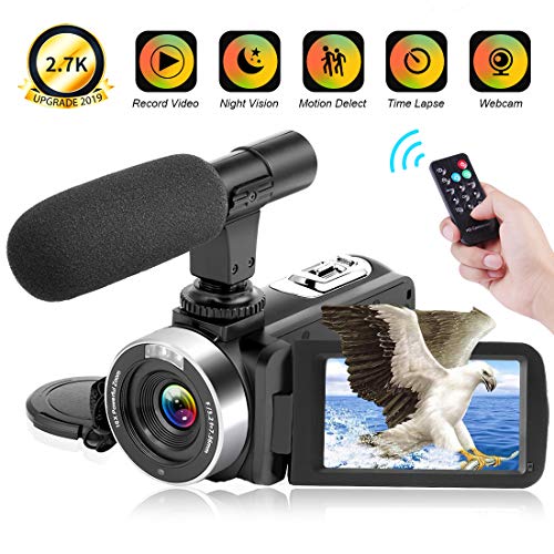 Product Cover Video Camera 2.7K Camcorder 30FPS 30MP Ultra HD 16X Digital Zoom Camera 3.0 inch Touch Screen IR Night Vision Vlogging Camera for YouTube with Remote and Microphone Webcam Recorder (V9)