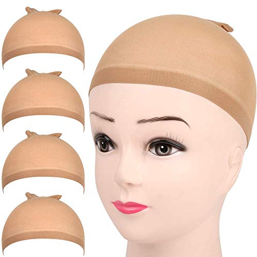 Product Cover FANDAMEI 4 pieces Light Brown Stocking Wig Caps Stretchy Nylon Wig Caps for Women