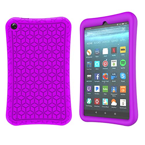 Product Cover TeeFity Silicone Case for Amazon All-New Fire 7 Tablet 2019-[The Diamond Series], Shockproof Light Weight Protective Kids Case for Kindle Fire 7 inch Tablet (9th Generation, 2019 Release), Purple