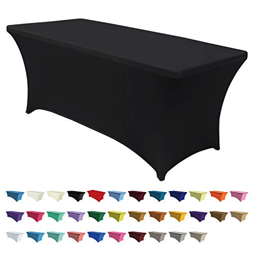Product Cover ABCCANOPY Spandex Table Cover 4 ft. Fitted Polyester Tablecloth Stretch Spandex Table Cover-Table Toppers Black 48