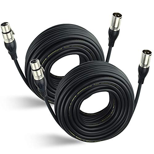 Product Cover EBXYA 50 Ft XLR Cable 2 Packs - Premium Microphone Mic Patch Cord Integral Molded Balanced DMX Mixer Cables 50ft, Black