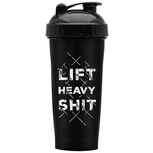 Product Cover GOMOYO Motivational Quotes on Performa Perfect Shaker Bottle, 28oz Classic Protein Shaker Bottle, Advanced Actionrod Mixing Technology, Dishwasher Safe, Leak Proof (Lift Heavy - Black - 28oz)
