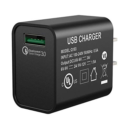 Product Cover Quick Charge 3.0 Adapter, Seneo 18W Qucik USB Wall Charger for Wireless Charger, Charging Adapter for iPhone 11/Pro Max/XS XR/X/8/8P/iPad, Galaxy S10/S9/S8/Note 9/8 and More-Black