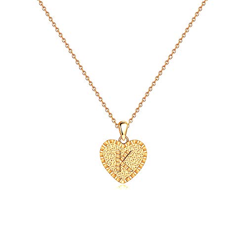 Product Cover IEFSHINY K Initial Necklace Jewelry - 14K Gold Filled Tiny Initial Necklaces Dainty Heart Charm Alphabet Monogram Necklaces Birthday Jewelry Remembrance Memorial Ideas for Women Teen Girls