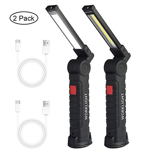 Product Cover SolarLang LED Work Light, COB Rechargeable Work Light, 5 Modes Bright, Magnetic Base 360°Rotate, LED Flashlight, Inspection Light, for Car Repair, Household, and Emergency Use. (2 Pack)