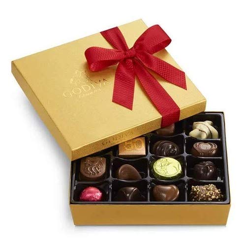 Product Cover Godiva Chocolatier Assorted Chocolate Gold Gift Box, Valentine's Day Ribbon, 19 pcs.