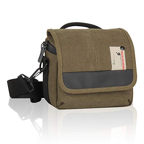 Product Cover Besnfoto Mirrorless Camera Shoulder Bag Small Messenger Case Compact Waist Bag Waterproof Compatible for Canon EOS M10 M6 M2 Mrak M50 M100 Nikon P600 D5100 D5300 Sony RX10M3 Olympus E-M10 (Army Green)