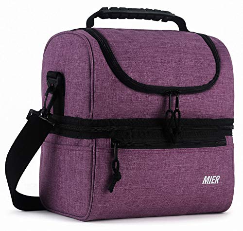 Product Cover MIER Adult Lunch Box Insulated Lunch Bag Large Cooler Tote Bag for Men, Women, Double Deck Cooler (Purple, Large)