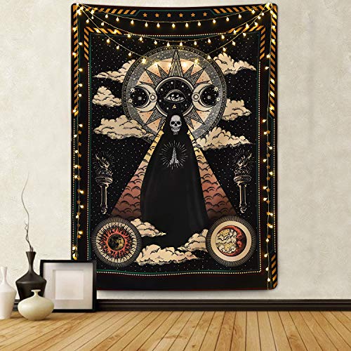 Product Cover Sevenstars Wizard Skull Tapestry Solar Iris Tapestry Sun and Moon Tapestry Star and Cloud Tapestry Tarot Tapestry for Room