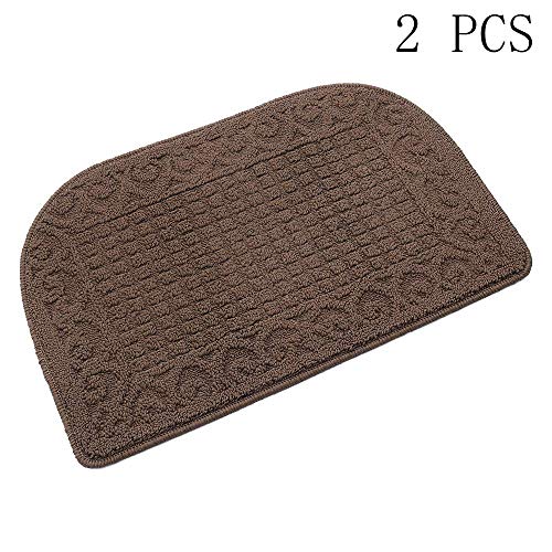Product Cover 27X18 Inch Anti Fatigue Kitchen Rug Mats are Made of 100% Polypropylene Half Round Rug Cushion Specialized in Anti Slippery and Machine Washable,Brown(2 pcs)