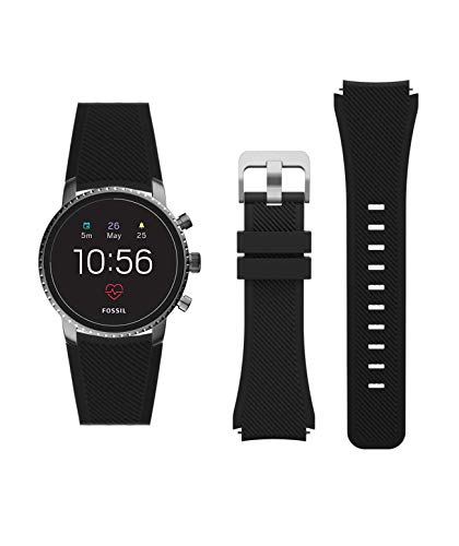 Product Cover WayLand Classic Silicone Replacement Smart Watch Band 22mm, for Fossil Q Explorist HR Gen 4 / Fossil Q Explorist Gen 3 / Fossil Q Wander, Marshal Gen 2 Smartwatch Band Strap 22mm - Black