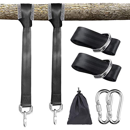Product Cover Tree Swing Hanging Straps Kit - Holds 2000 lbs, 5ft Extra Long Straps Strap with 2 Tree Protectors & 2 Safer Lock Snap Carabiner Hooks Perfect for Tree Swing & Hammocks, Perfect For Swings (4000 Lbs)