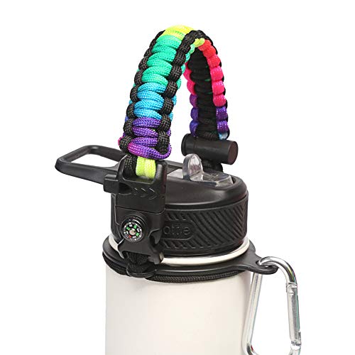 Product Cover Paracord Handle for Hydro Flask,Survival Strap with Security Ring for Simple Modern and Other Wide Mouth Water Bottles.(Colorful/Black)