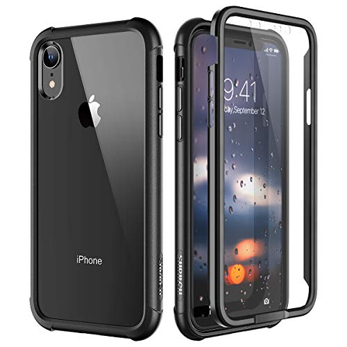 Product Cover SURITCH Case for iPhone XR, [Built-in Screen Protector] Clear Full-Body Protection Shockproof Rugged Bumper Protective Cover Compatible with Apple iPhone XR 6.1 Inch (Clear+Black)