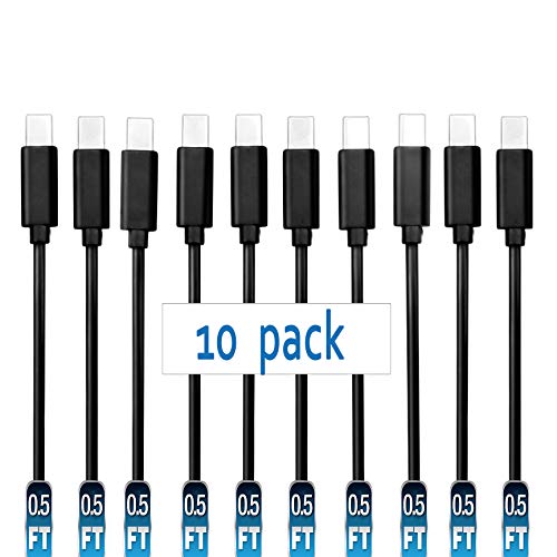 Product Cover Mopower Short USB Type C Cable,10 Pcs 0.5FT High Speed USB 2.0 A Male to USB C Male Charge and Sync Cables for Samsung Galaxy Note 9 8 S10 S9 Plus,LG G7 G6 V35 V30,Motorola,Nexus 6P 5X Black (10-PACK)