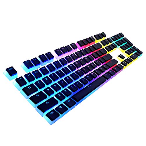 Product Cover havit Keycaps 104 Double Shot Backlit PBT Pudding Keycap Set with Puller for DIY Cherry MX Mechanical Keyboard, Black & White