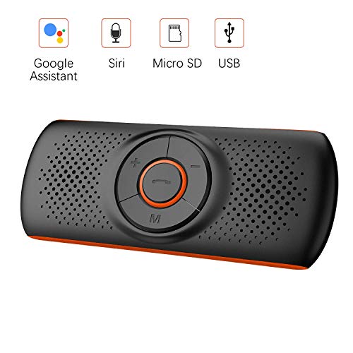 Product Cover Bluetooth Handsfree Car Speaker, Upgraded Wireless in-Car Speakerphone Visor Clip Stereo Music Player Car Kit for Handsfree Talking and GPS Broadcast, TF Card Play/Siri/Google Assistant Supported