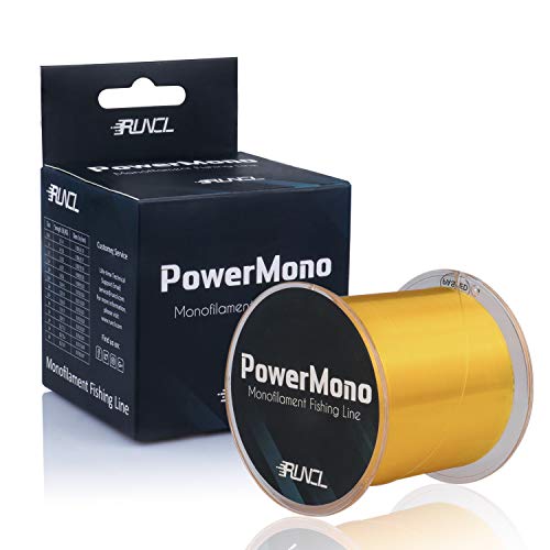 Product Cover RUNCL PowerMono Fishing Line, Monofilament Fishing Line - Ultimate Strength, Shock Absorber, Suspend in Water, Knot Friendly - Mono Fishing Line (Gold, 4LB(1.8kgs), 300yds)