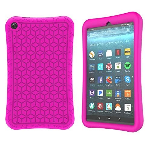 Product Cover TeeFity Silicone Case for Amazon All-New Fire 7 Tablet 2019-[The Diamond Series], Shockproof Light Weight Protective Kids Case for Kindle Fire 7 inch Tablet (9th Generation, 2019 Release), Rose