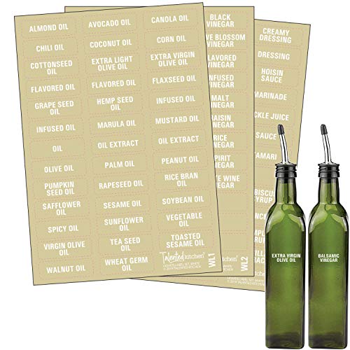 Product Cover Talented Kitchen 114 White Oils, Vinegars & Liquids Label System: 114 Names of Oils, Vinegars, Sauces Syrups & Blank Labels. Clear Sticker, White Font. Preprinted Stickers (114 WHITE LIQUID LABELS)