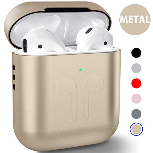 Product Cover Metal AirPods Case, Full Protective Cover Accessories Compatible with Airpods Wireless Charging Case-Gold