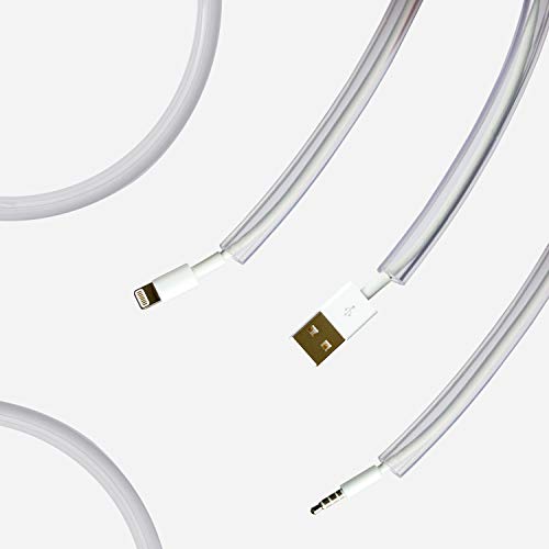 Product Cover Pet Wire Protector Flexible Cable Sleeve - Odor-Free Cat & Dog Chew Proof Electrical Power & Charger Cord Cover for Lighting, Ethernet, RCA & HDMI Cables | 2mm Thick Overfloor Universal Protection