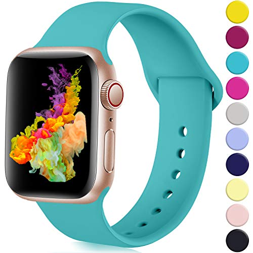 Product Cover Rabini Band Compatible with Apple Watch 44mm 42mm, Replacement Accessory Sport Band for iWatch Apple Watch Series 5, Series 4, Series 3, Series 2, Series 1, Teal, S/M