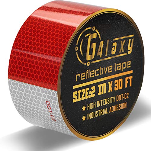 Product Cover High Intensity Reflective Tape 2 IN wide 30 FT Long - DOT-C2 Approved Red White Safety Reflector Tape for Trailers Mailbox Truck