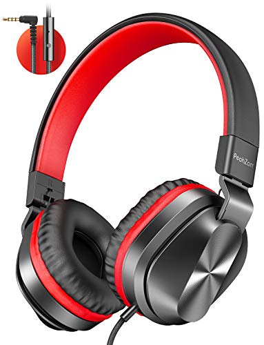 Product Cover PeohZarr On-Ear Headphones with Microphone, Lightweight Folding Stereo Bass Headphones with 1.5M Tangle Free Cord, Portable Wired Headphones for Smartphone Tablet Laptop Computer MP3/4