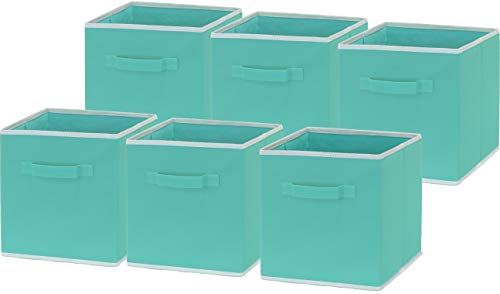 Product Cover 6 Pack - SimpleHouseware Foldable Cloth Storage Cube Basket Bins Organizer, Turquoise (11